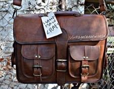 New Men's Genuine Vintage Brown Leather Messenger Shoulder Laptop computer Bag