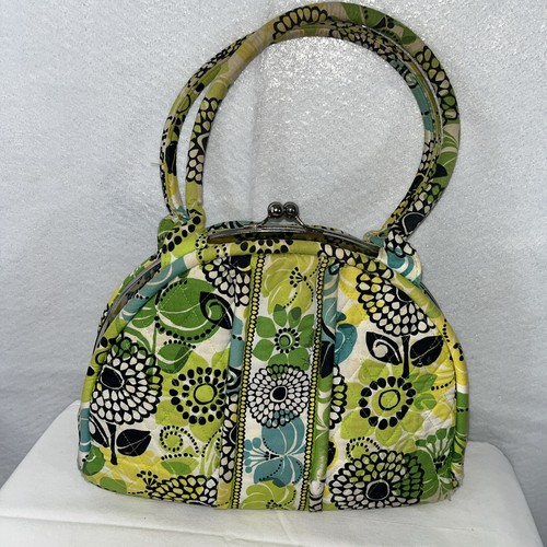 Vintage Vera Bradley Hope Toile Rucksack Limetten hoch Umhängetasche Tasche Posten H - Bild 4 von 4