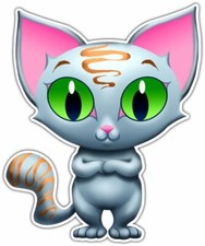Cute White Kitten Cat Cats Furry Pet Car Bumper Vinyl Sticker Decal 4"X5"