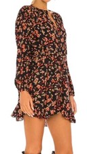 Free People Womens Dark Floral Dress Long Slv Boho Country Romantic Fairy Small