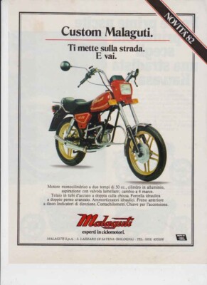 advertising Pubblicità -MOTO MALAGUTI CUSTOM 1982 -CICLOMOTORI ITALIANI  VINTAGE
