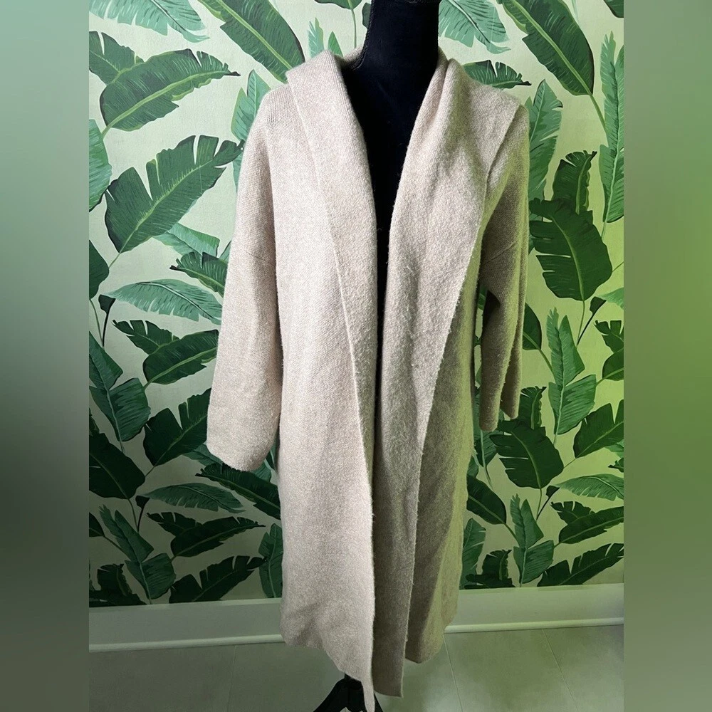 OFF WHITE Carly Jean Los Angeles maglione cappotto con cappuccio panna spolverino giacca taglia S