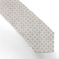 Michael Kors Men's Longboat Grid Check Tie Necktie Classic 3 Taupe Silk Blend