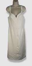 $375 Halston Women's White Kaylie Bodycon Sleeveless Midi Dress Size 10