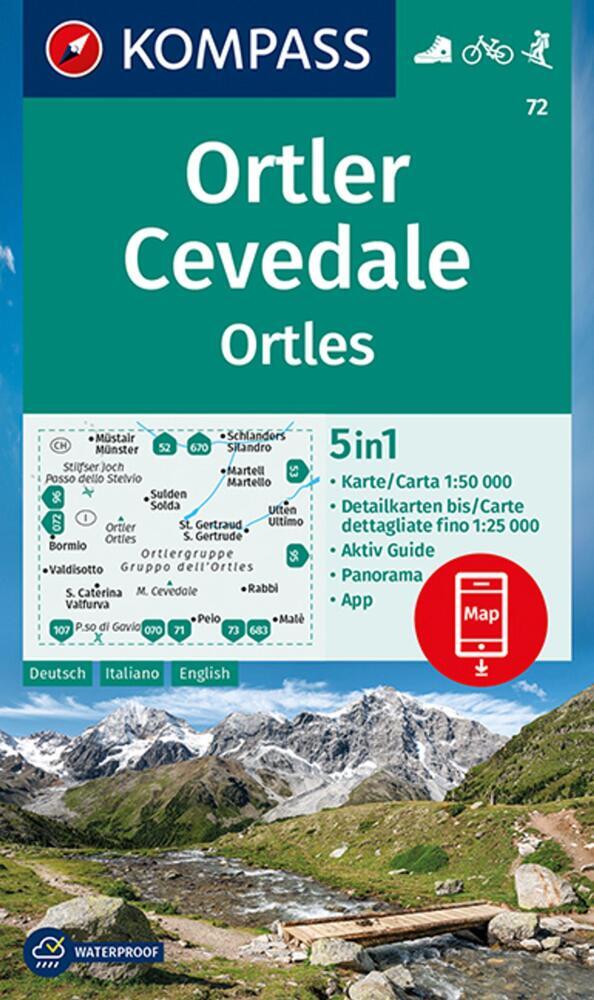 Kompass Wanderkarte 72 Ortler/ortles, Cevedale 1:50.000 -