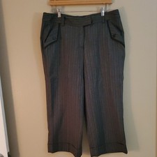 Larry Levine Charcoal Pinstripe Trousers Mid Calf Length Larry Levine Charcoal Pinstripe Trousers Mid Calf Length