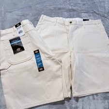 2-Dickies Men's Relaxed Fit Utility Work Shorts 40W 10 Inch Inseam Beige New