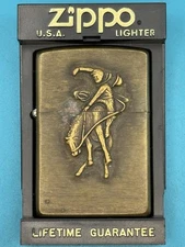 Vintage 1994 Marlboro Bucking Bronco Emblem Brass Zippo Lighter