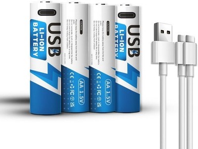 AA Akkus 1.5V Lithium USB-C 4er Set wiederaufladbar 2600mWh