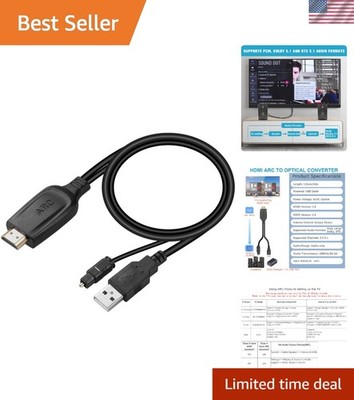 1.05m HDMI ARC to Optical Audio Splitter - Supports Dolby/DTS 5.1 Sound