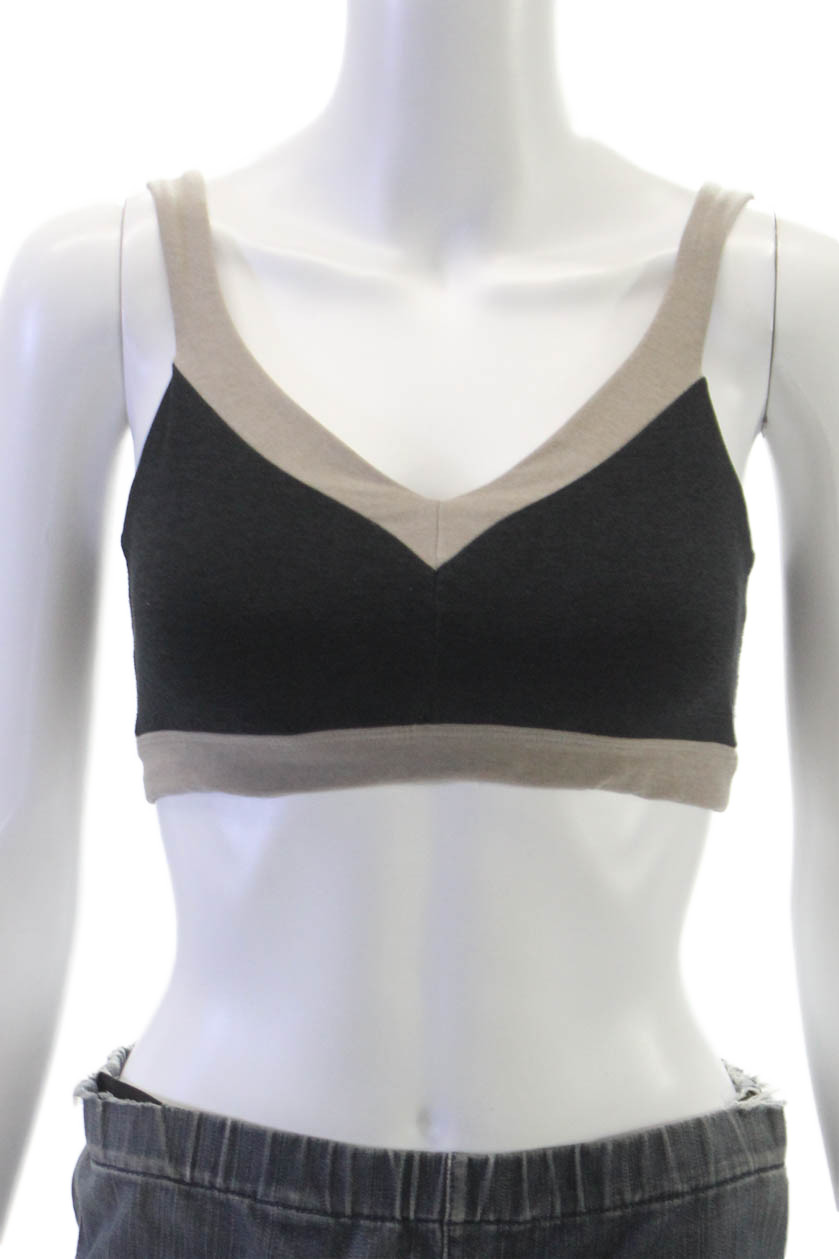 Beyond Yoga Womens Stretch Knit V Neck Sports Bra Black Brown Size SmallFree Shipping in US $100+ Orders | $6.95 Orders Below