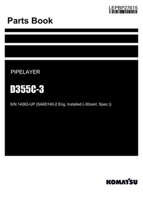 Komatsu D355C-3 Pipelayer Parts Catalog Manual SN 14263-UP
