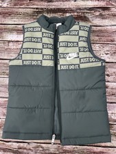 Nike Boys Green Mock Neck Sleeveless Full-Zip Puffer Vest Size 6-7 Years