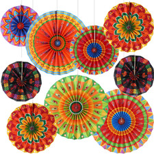 9 Pcs Mexican Fiesta Hanging Paper Fans Decorations Fiesta Party Supplies Cinco