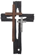 Rustic Multi Layered Decorative Wall Cross - Weathered Wood Look Spiritual Ar...
