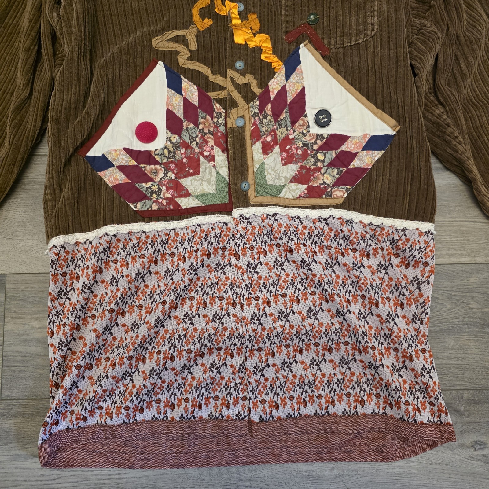 UNIQUE Upcycled Patchwork Corduroy Shacket Hand-S… - image 4