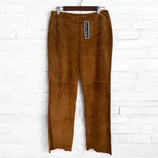 Madison Studio Women’s Leather Pants Sz 12 Cognac Brown Boho Western Cowboy NWT