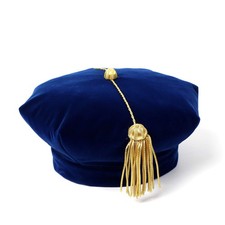 Graduation Doctoral Tam Blue Velvet 8 Sided with Gold Bullion Tassel