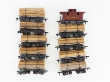 LOT of 10 HO Scale Rivarossi Cass Scenic Railroad Caboose & Log Cars