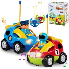 Kids' Police Car and Race Car - Cartoon Remote Control Set