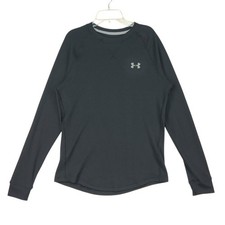 Under Armour Shirt Mens S Black Waffle Knit Loose Crew Neck Pullover Long Sleeve