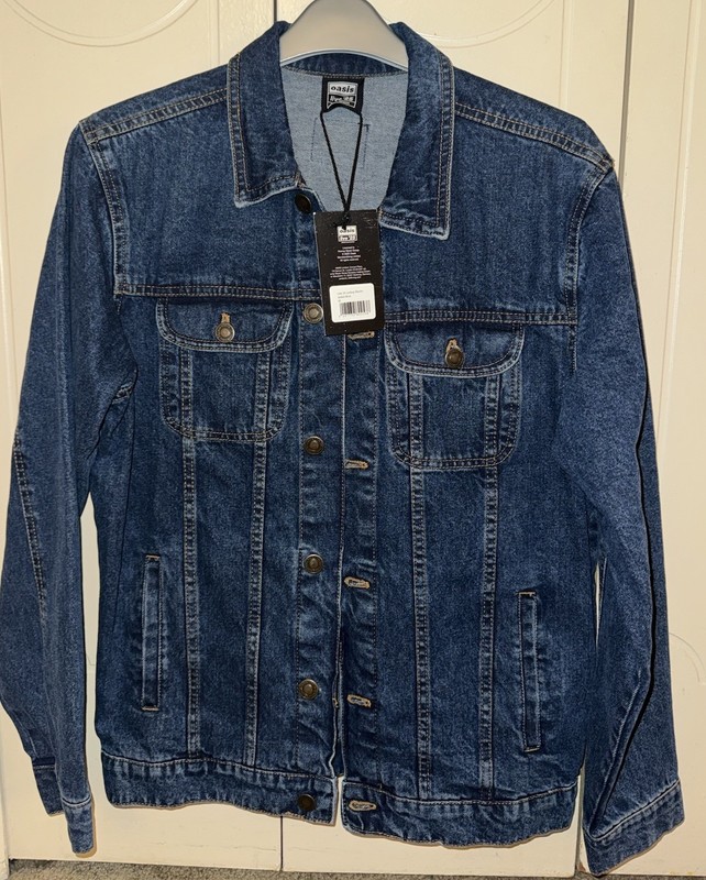 Oasis LIVE 25 BLUE Denim Jean Jacket Size M WITH OASIS PATCH Liam Gallagher