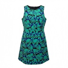 J. Crew Blue And Green Vineyard Jacquard Dress Floral Stripes Women’s Size 2