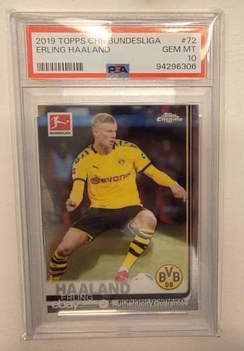 2019 TOPPS CHROME BUNDESLIGA ERLING HAALAND ROOKIE #72 PSA 10 Norway 