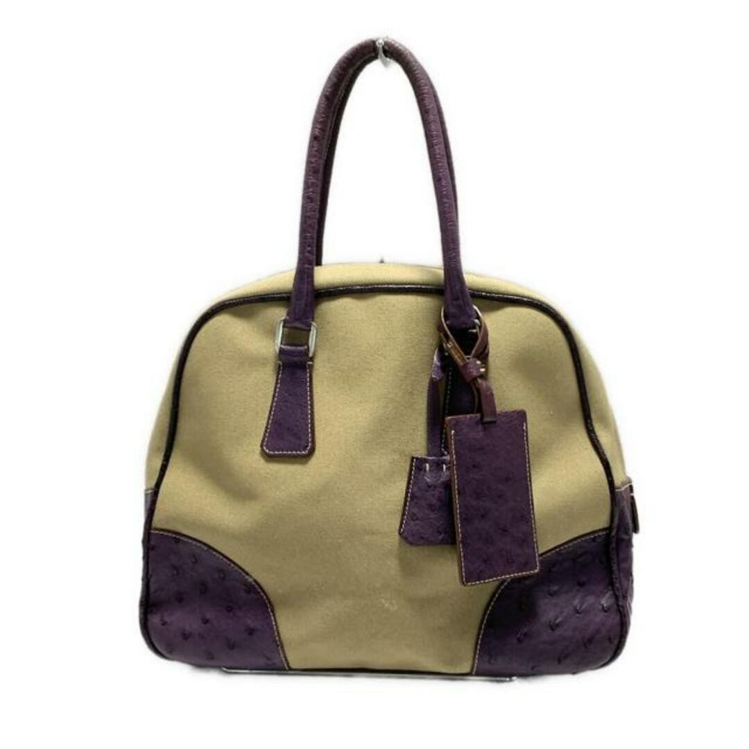 Prada Beige Purple Leather Handbag