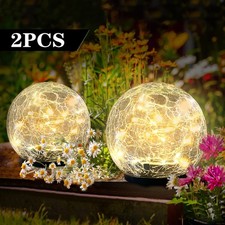 2 Stk Solarleuchte Kugellampe Außenleuchte LED Terrassenleuchte Gartenlampe 12cm