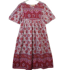 The Vermont Country Store Dress Womens Medium Pink Floral Cotton Border Print