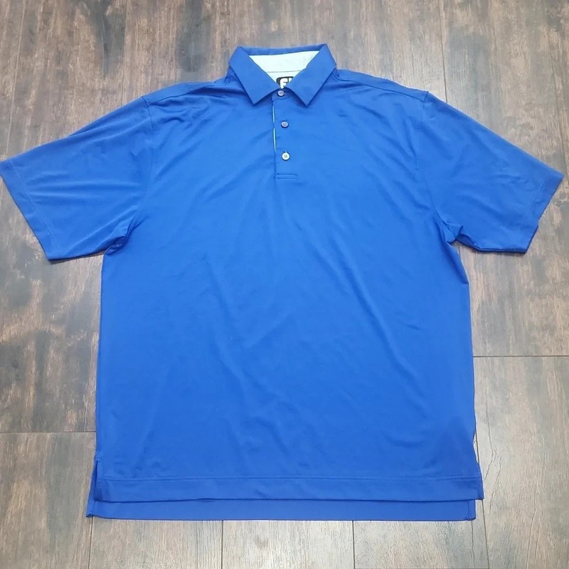 FOOTJOY  Trophy Club blue polo L mens TX country club short sleeve golf shirt