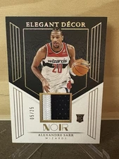 Alexandre Sarr 2024-25 Panini Noir Elegant Decor Patch Rookie 12/25 #EDR-SAR