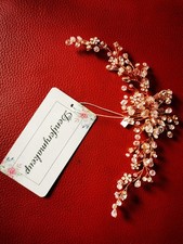 Eleganter haarschmuck hochzeit Haarkamm Glitzer Goldfarben Deniferymakeup Braut 