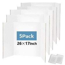 Trifold Poster Board 26"x17", 5 Pack Small White Corrugated Boards for School...