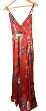 LulusN Dress NWT Large Red Floral Maxi Plunge V-Neck Spaghetti Strap Size L