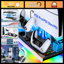 Cooling Station for PS5/Slim/Pro with Auto Turbofan 3-Speed Fan, Controller Ch