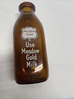 Vintage Meadow Gold Amber Glass 1 Quart Milk Bottle