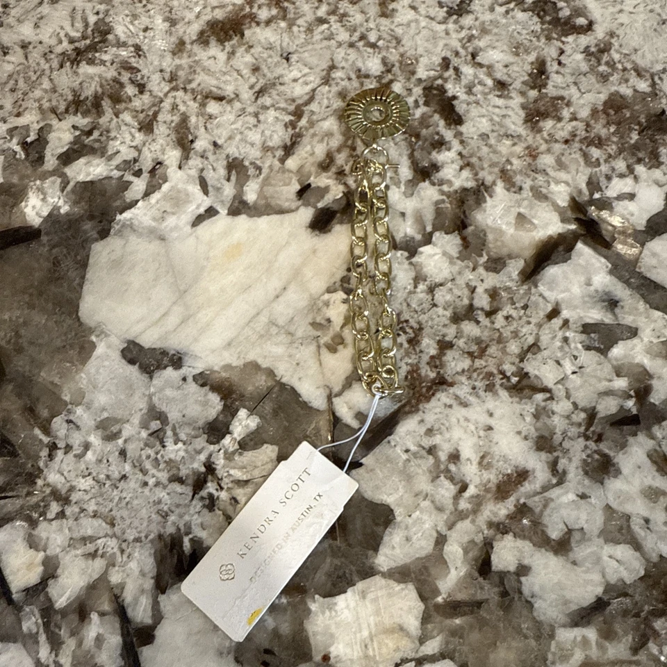 Kendra Scott Hattie Cadena Colgante Oro 14K Sobre Latón Pulsera Ajustable NUEVO Foto 3 de 4