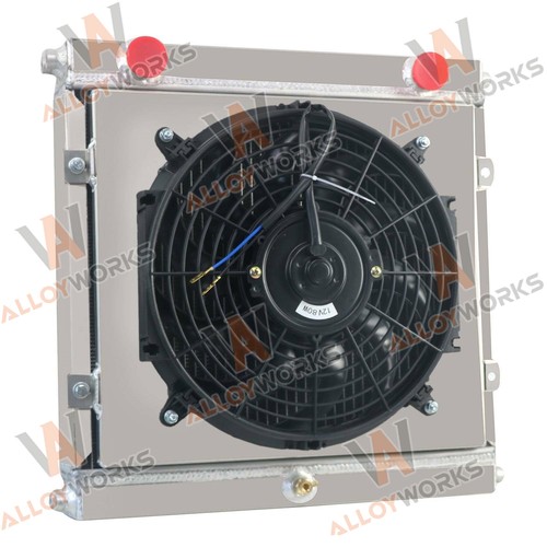 Roadster Style Racing Radiator 4 Row Racing Radiator w/ Shroud Fan For Double Pass Dragster Roadster ...