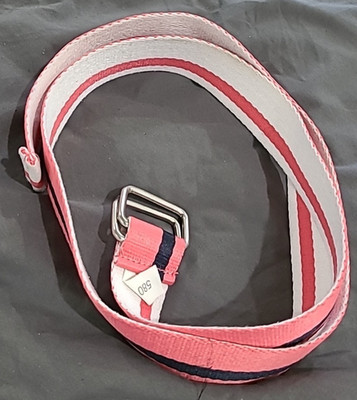 Pink/Black/White Striped Webbing Belt - D Rings - SIZE 36 - 48'' Long