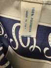 VINTAGE ITALIAN  SQUARE BANDANA SCARF LETTER “W” Navy Red white polyester 20" — photo 3