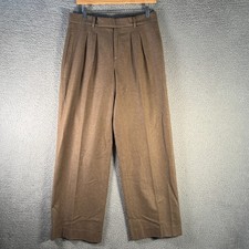 Ralph Lauren Purple Label Wool Pleated Dress Pants Brown Womens 10 USA Made