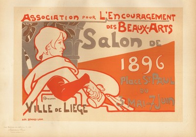 poster Plakat Art Nouveau Salon de 1896 Liege Maitres Affiche 108 Lithographie