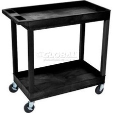 Luxor Plastic Utility Cart w/2 Shelves 400 lb. Capacity 35-1/4""L x 18""W x