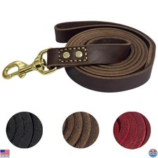 Premium Heavy Duty 6ft x 1in Leather Dog Leash - Strong Double Stitched Lead