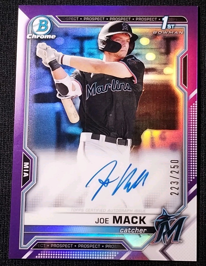 2021 Bowman Draft Joe Mack RC #CDA-JMA 1st Chrome Purple Refractor Auto /250