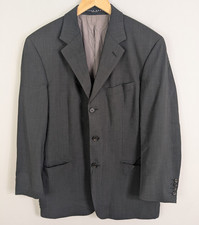 Hugo Boss Suit Men's 42R Charcoal Gray Waist 34x27 Pleated Wool