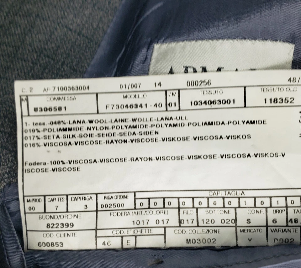 Armani Collezioni Mens 48L Italian Wool/Silk Suit Jacket Gray Plaid - Image 4 of 4