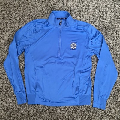B Draddy Blue 1/4 Zip Golf Nylon Pullover Sweater Women's Sz S Whistling Straits